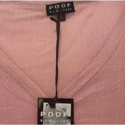 Poof Pink Ribbed Button Down SZ LARGE Womens lightweight NEW long sleeve buttons