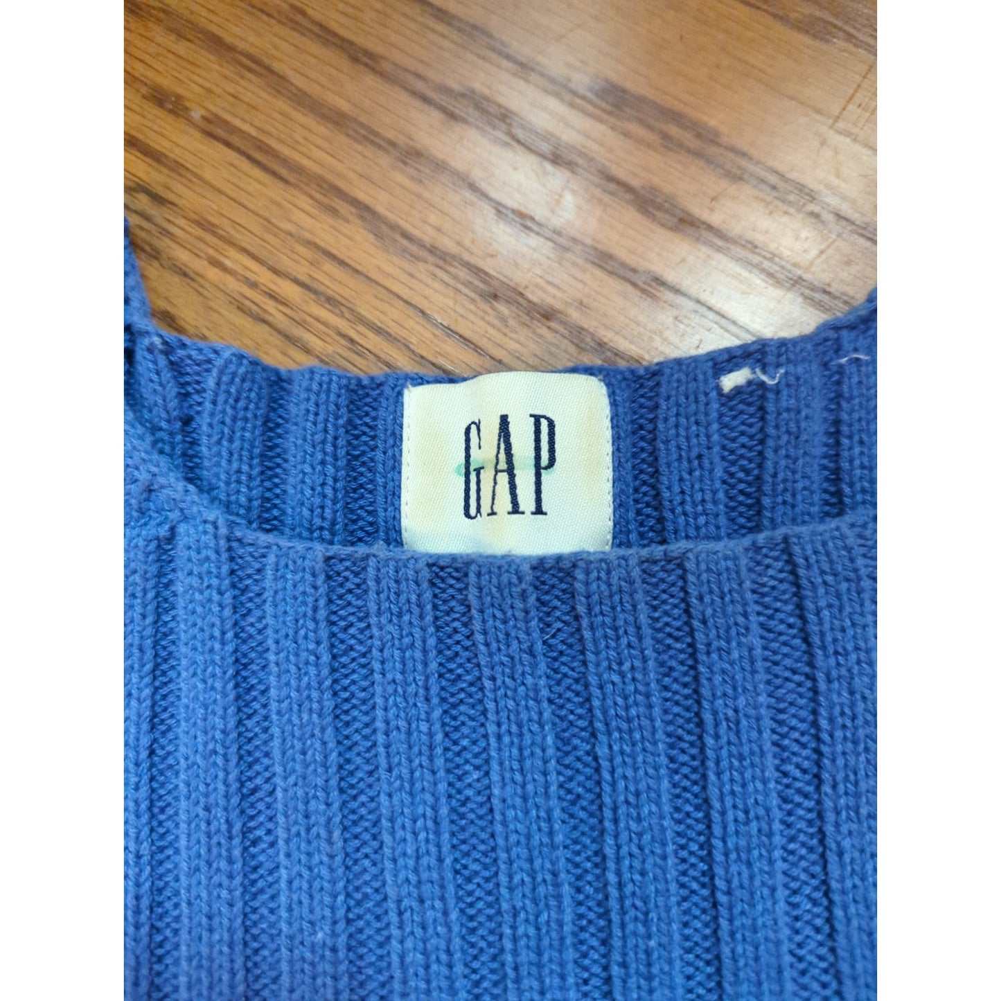 Vintage Gap Blue Ribbed Knit Sweater Vest Tank Top 90s Grunge Minimalist Medium
