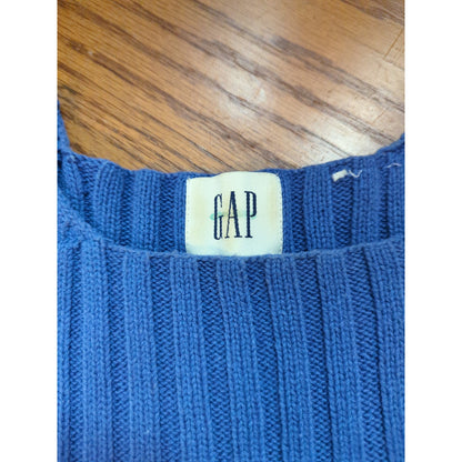 Vintage Gap Blue Ribbed Knit Sweater Vest Tank Top 90s Grunge Minimalist Medium