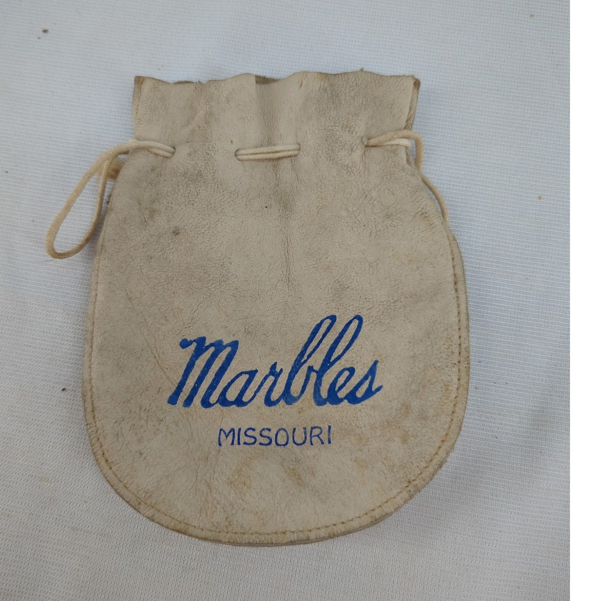 Vintage suede cream marbles MISSOURI bag drawstring