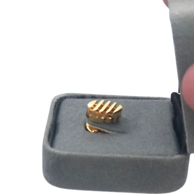 Vintage MCM style Gold Tie tack Abstract Modernist Design Crosshatch Openwork