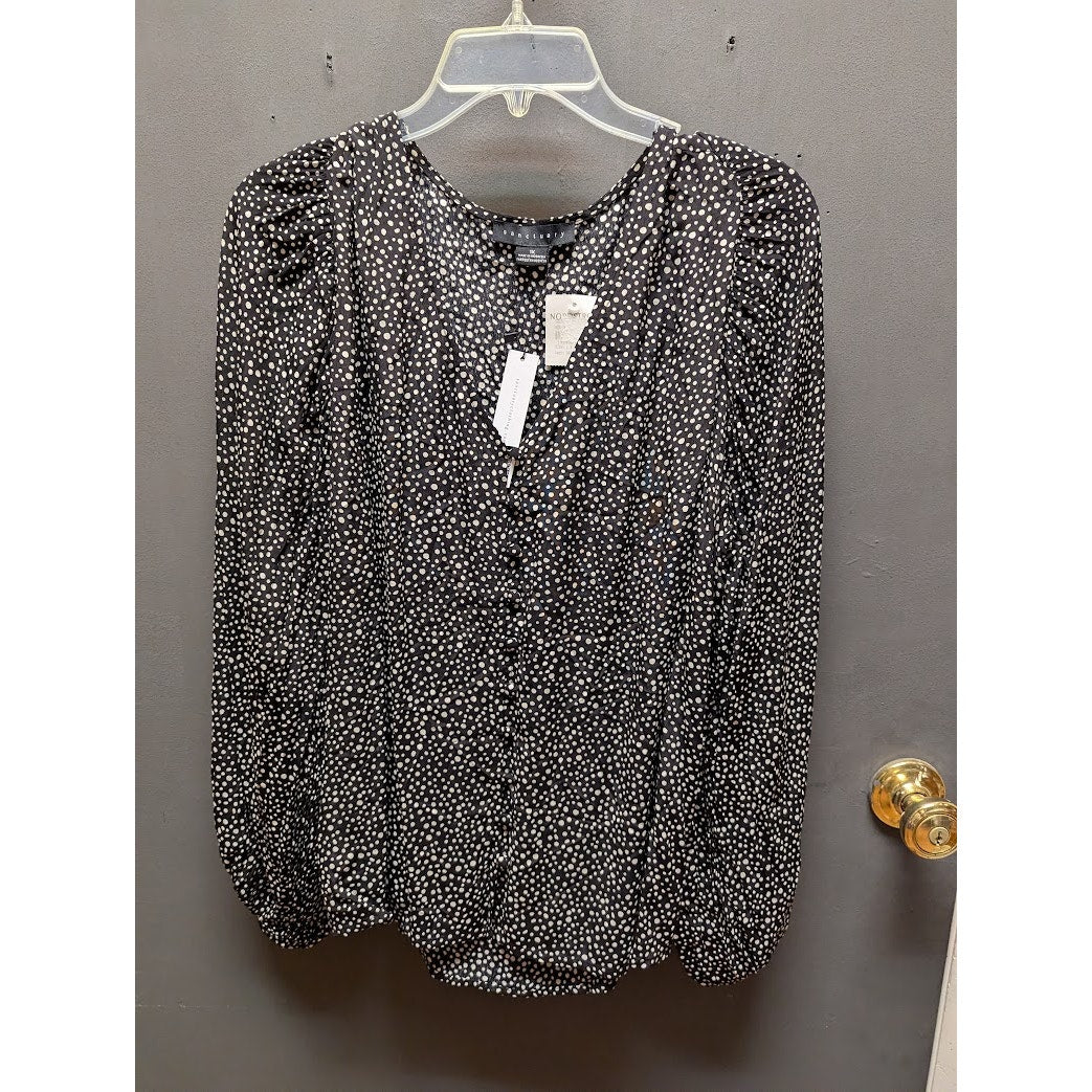 Sanctuary Size 1X Polka Dot Career top Blouse long Sleeved VNeck NEW Summer Work