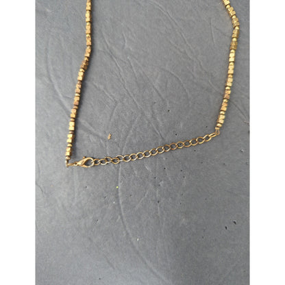 Vintage Gold Tone Brutalist Segmented Block Chain Collar Necklace Retro
