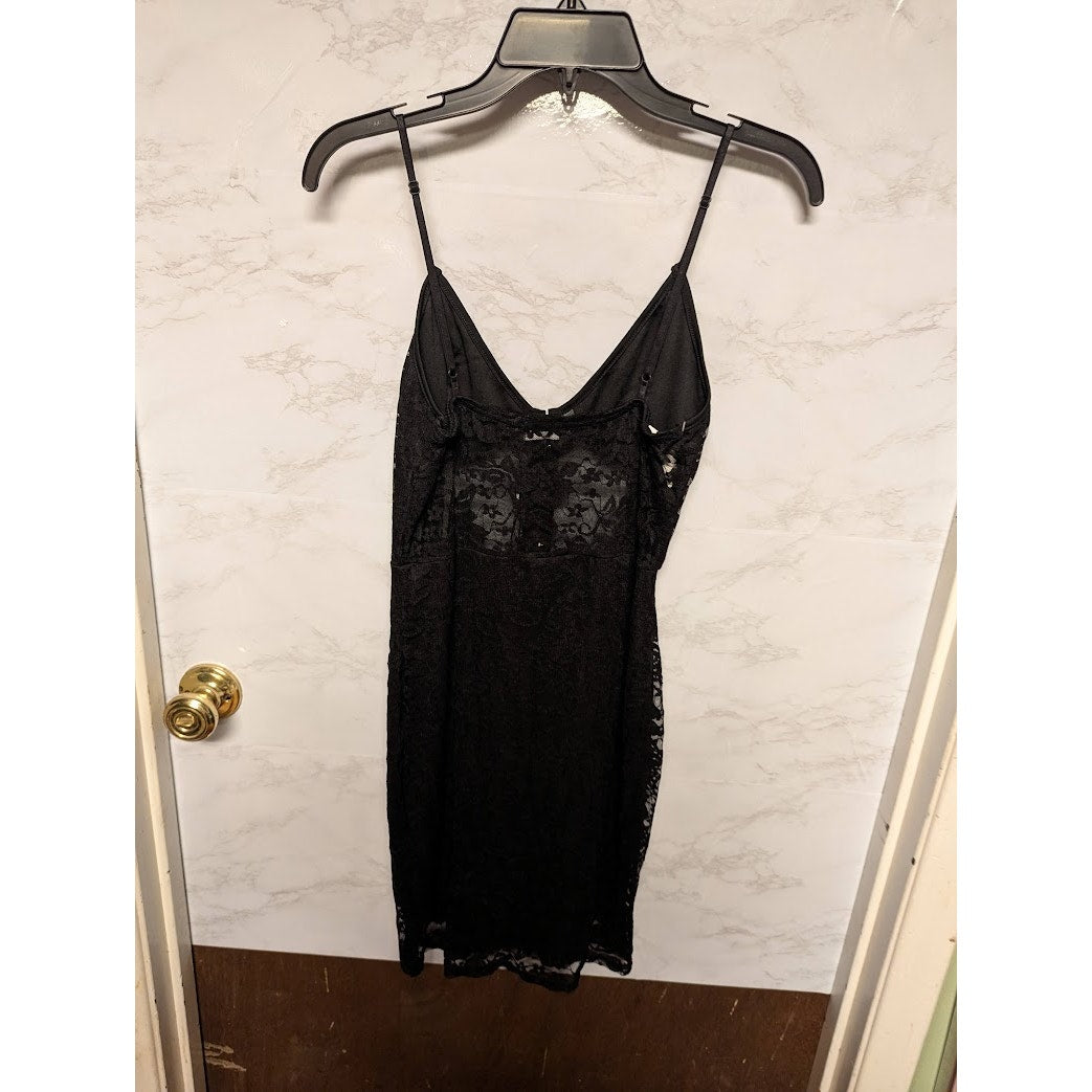 Pretty Little Thing Size 8 Black NEW Diamante Lace Mini Dress Cocktail Evening