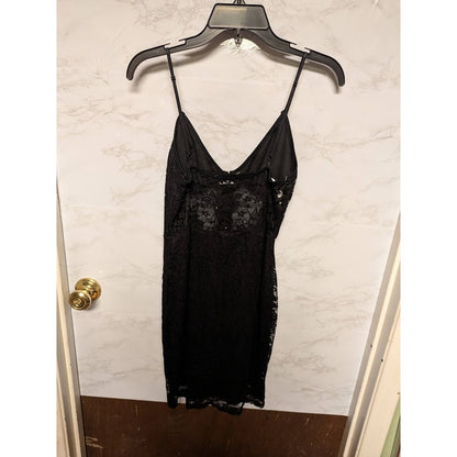 Pretty Little Thing Size 8 Black NEW Diamante Lace Mini Dress Cocktail Evening