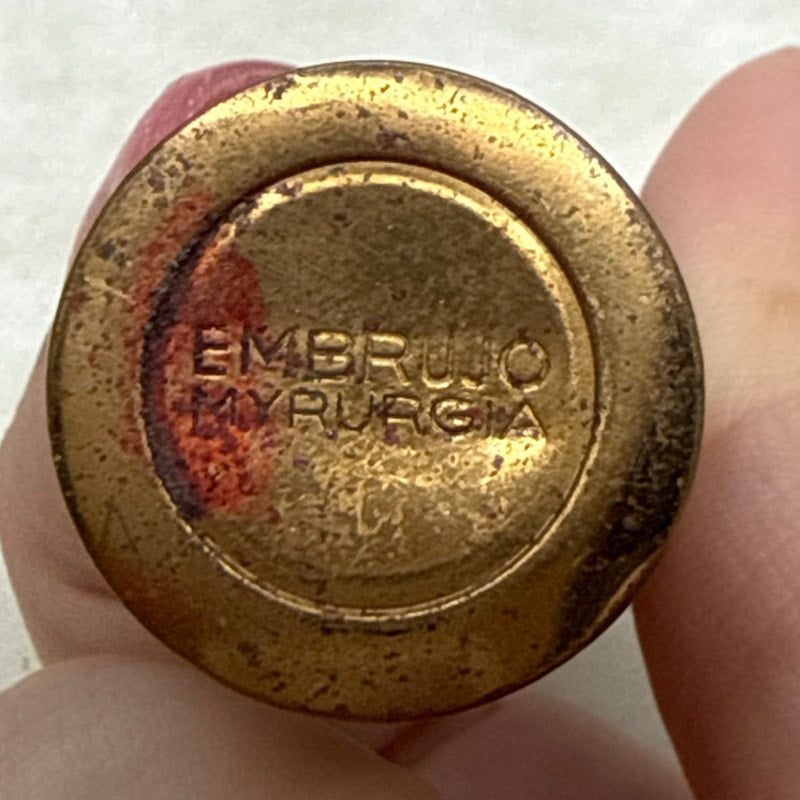Vintage EMBRUJO MYRURGIA Brass Lipstick Lighter Two Inch Gold MCM Glamour