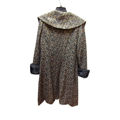 Vintage Sundays Nubiano Leopard Brocade Skirt Set Jacket Faux Fur Trim Glam 12