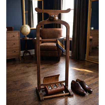 Secondhand Sandies: Vintage Men's solid wooden valet coat rack pants hanger change holder