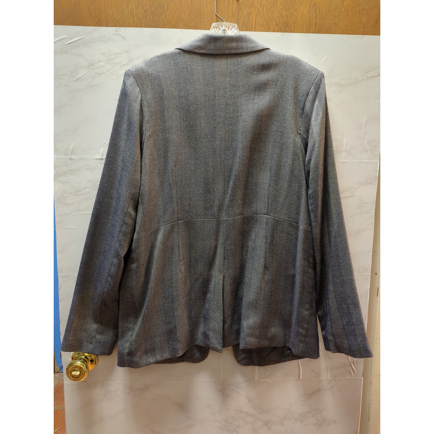 Passports Women's Grey Twill Blazer Large Classic Career Wear Pockets