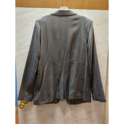 Passports Women's Grey Twill Blazer Large Classic Career Wear Pockets