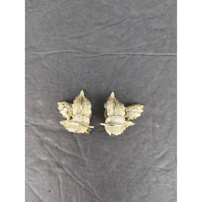 Vintage Gold Tone Textured Wheat Sheaf Leaf Brooch Pin Floral Jewelry