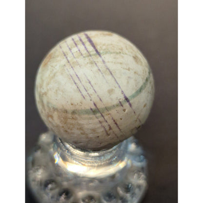 Antique Clay Marble Hand Rolled 1 1/2" LINED CHINA bANDED blue green TOE KNOCKER