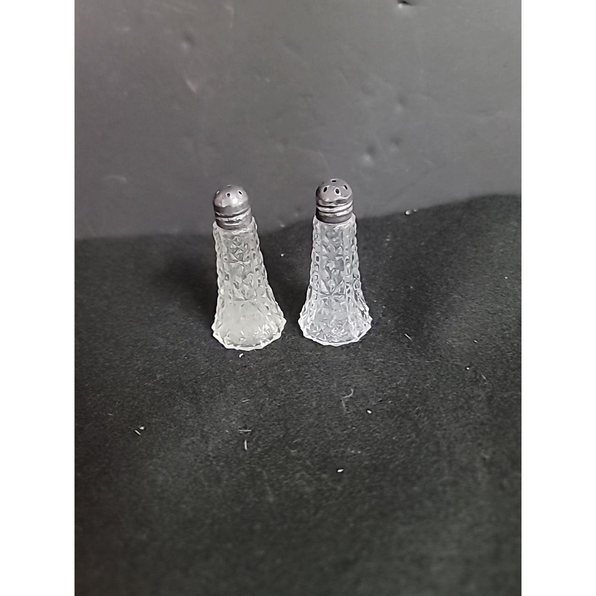 Vintage Glass and Sterling Silver & Glass Salt And Pepper Shakers 2 3/4" USA