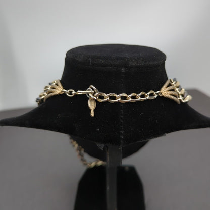 Vintage Sarah Coventry Multi-Strand Gold-Tone & Faux Leather Mixed Link Necklace