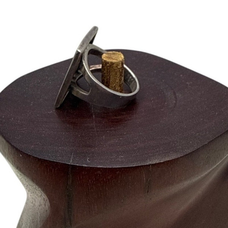 Size 8.5 Brutalist Silver 925 Ring Square MCM Industrial Open design