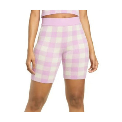 NWT BP. Pull On Bike Shorts in Purple Tulip Check Size Medium