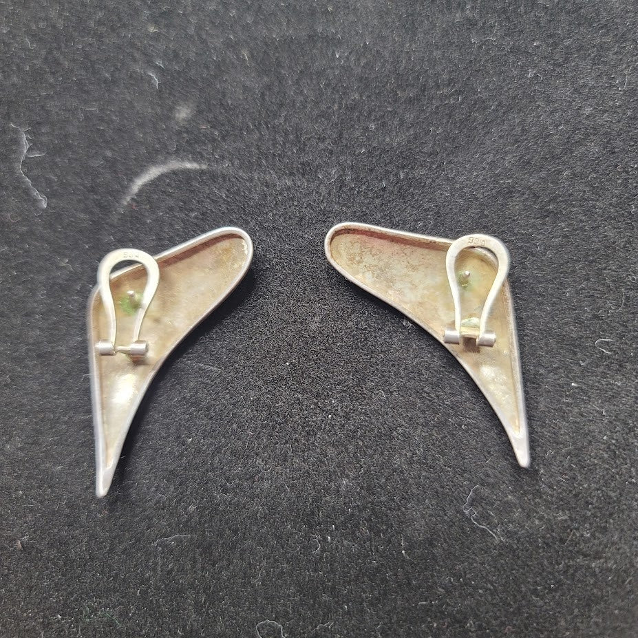 Vintage Spanish Brutalist 930 Silver Earrings Modernist Abstract Large Posh