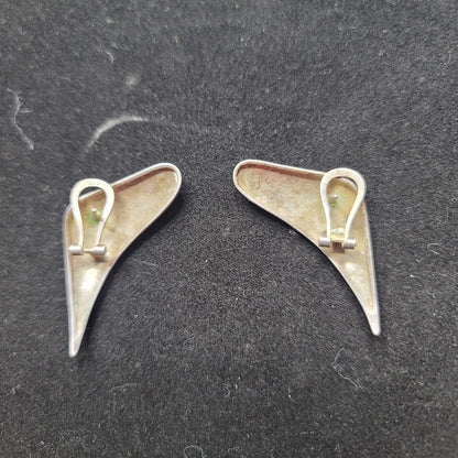 Vintage Spanish Brutalist 930 Silver Earrings Modernist Abstract Large Posh