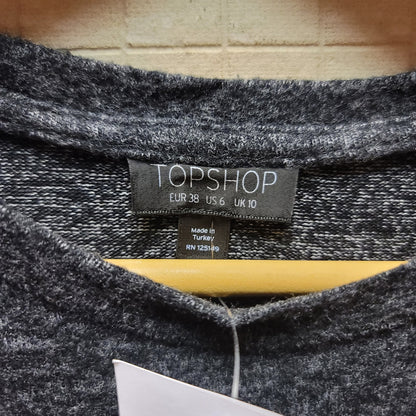 Topshop Gray Sweater Dress Size 6 Knit Long Sleeve Midi Tie in Back Long Sleeve