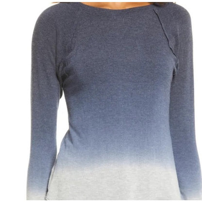 Treasure & Bond Curved Hem Tee Navy gray Ombre Size Large cozy soft long sleeve