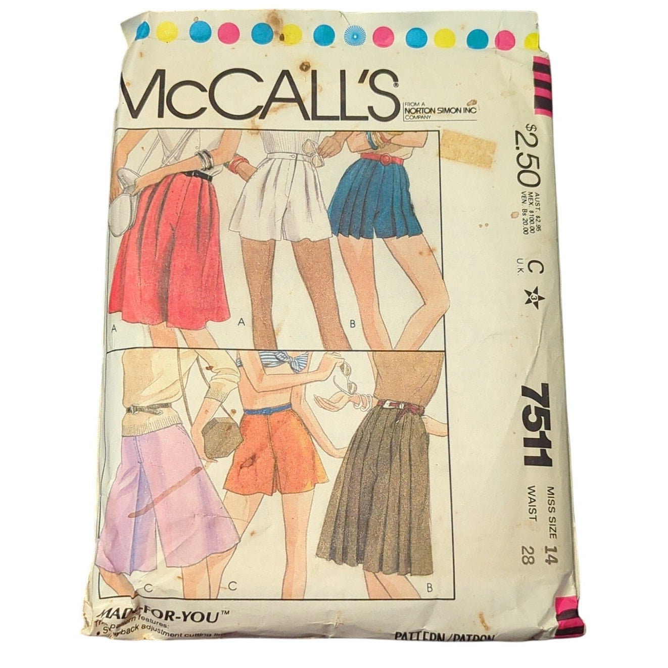Vintage Sewing pattern McCalls 2911 Size 12 Bust 34 dress
