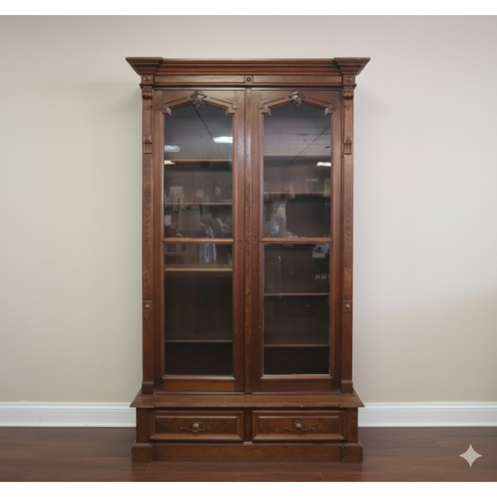 Secondhand Sandies: Antique Library Lawyer Grand Office Cabinet Glass Display Multi Shelf