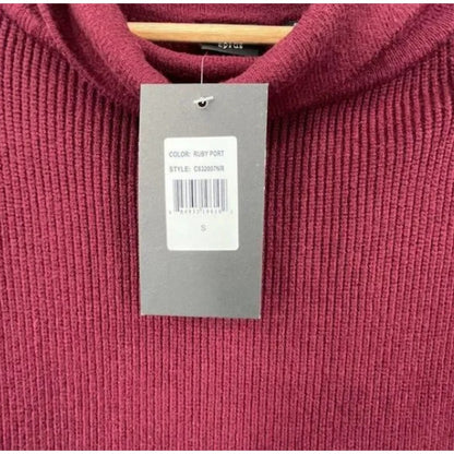 Devotion by Cyrus Cowlneck Ribbed Tunic Sweater In Ruby Port NWT in Size Small