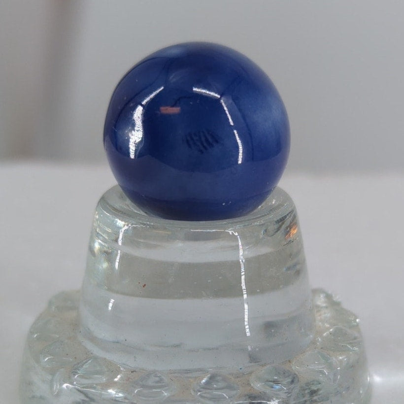 Antique German Handmade Bennington Clay Marble Glazed Blue Large Shooter 13/16"