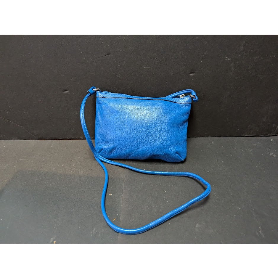 Calvin Klein Leather Crossbody Handbag Satchel Purse Blue Travel Cruise