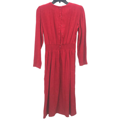 Halmode Petites Long Sleeve Modesty Midi Dress Back Button  Zip Red 10