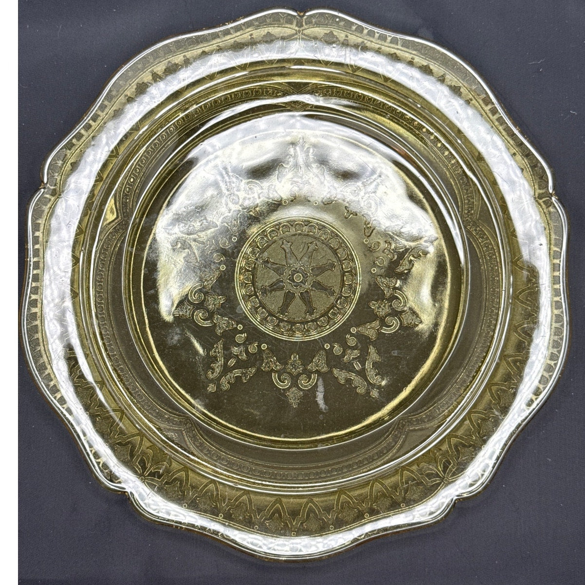 Vintage Federal Glass Patrician Amber Dinner Plate 11" Spoke Pattern Depression