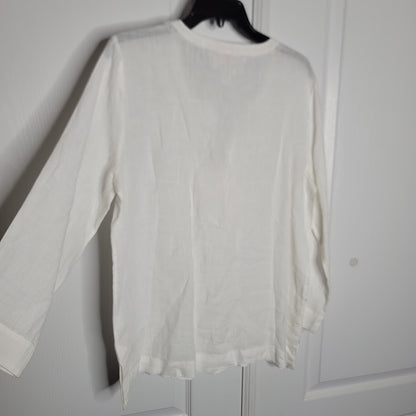 Lilly Pulitzer Amelia Island Summer Linen Tunic Large White Bead Collar Detail