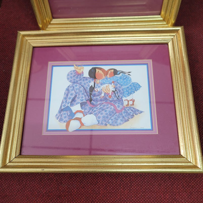 Vintage Barbara Lavallee Alaskan Art Prints Lot of 2 Framed Matted 1990