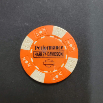 Casino Chip HARLEY DAVIDSON PERFOMANCE ORANGE white token Syracuse New York