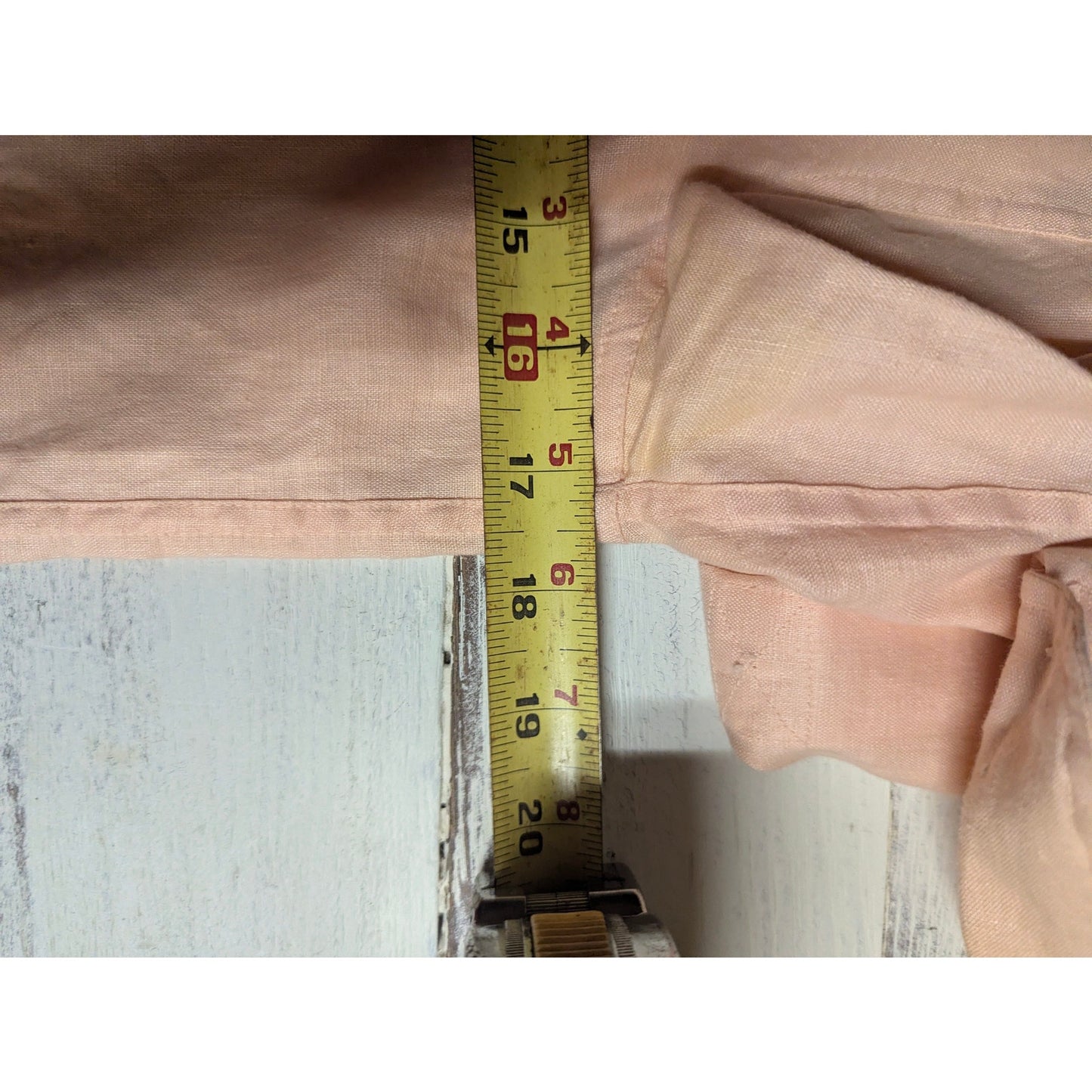 Lauren Ralph Lauren Peach Pastel 100% Linen Button Down Pocket Shirt Petite
