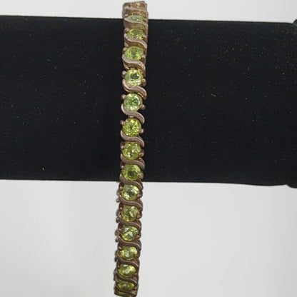 Vintage BRACELET FAB Sterling Silver 925 Tennis bracelet Peridot Green Stones
