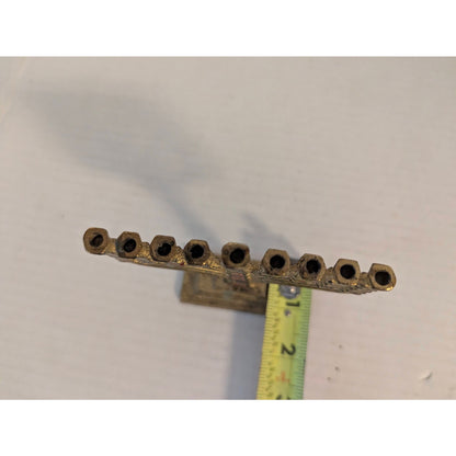 Vintage Miniature Brass Menorah Chanukiah Enamel Accents Israel 4.75"