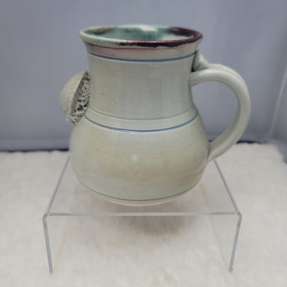 Wakulla Clay '86 Art Pottery Studio coffee tea mug blue cream Seashell
