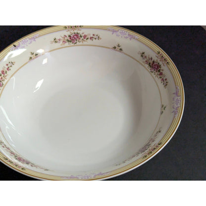 Vintage Lynns Fine China Serving Bowl Floral Gold Trim French Country
