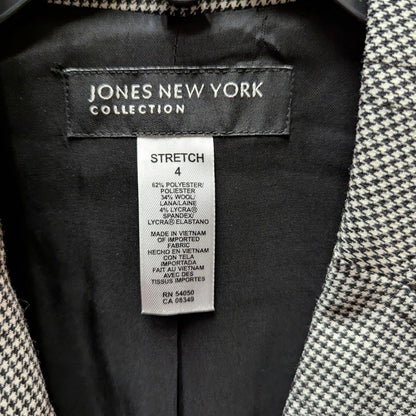 Jones New York Collection Houndstooth Blazer Stretch Size 4 Core Workwear Jacket