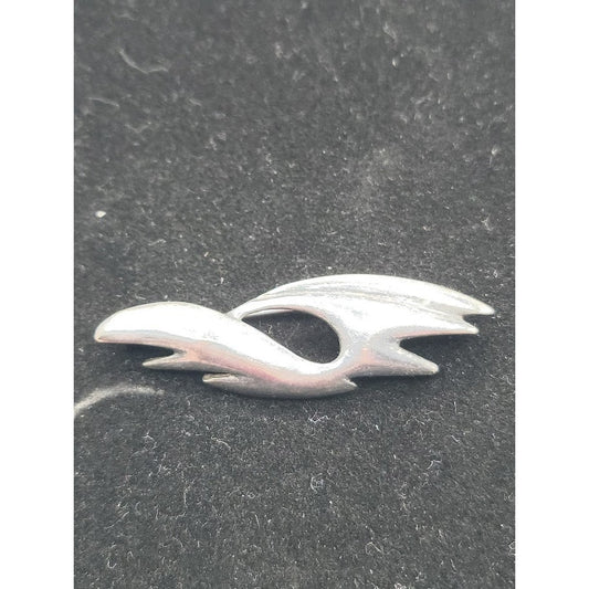 Vintage Mid-Century Modern Sterling Silver Abstract Wing Brooch MCM 925 Pin