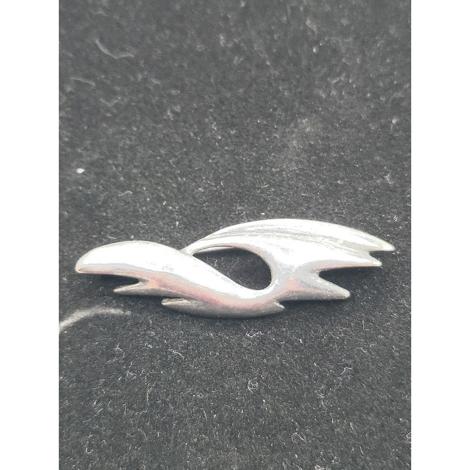 Vintage Mid-Century Modern Sterling Silver Abstract Wing Brooch MCM 925 Pin