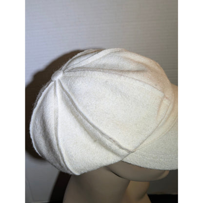 Nine West Ivory Wool Blend Newsboy Cap Baker Boy Hat Winter Chic