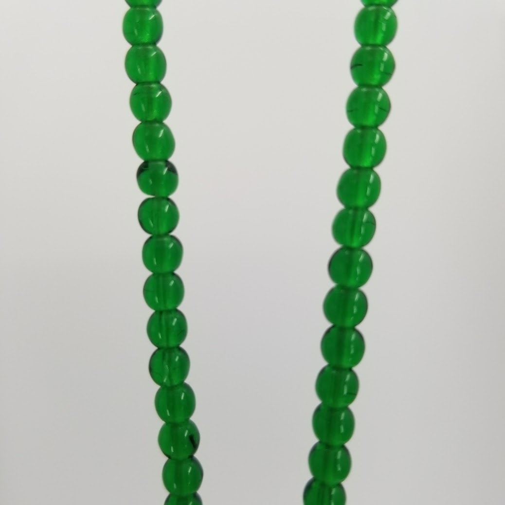 1 strand of round glass beads 13.5" green craft jewelry necklace