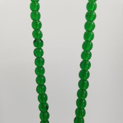1 strand of round glass beads 13.5" green craft jewelry necklace