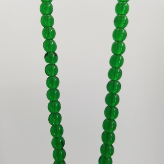 1 strand of round glass beads 13.5" green craft jewelry necklace