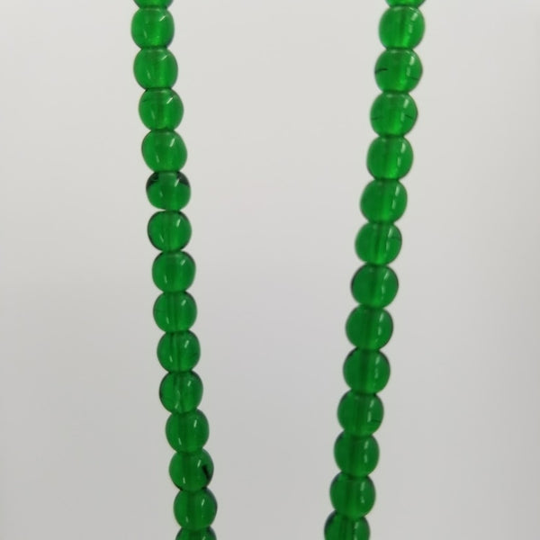 1 strand of round glass beads 13.5" green craft jewelry necklace