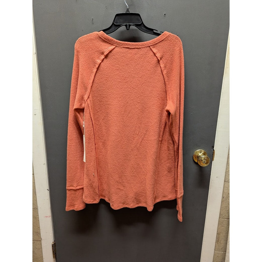 Caslon Pink Cedar Size Medium Long sleeve thermal shirt top VNeck