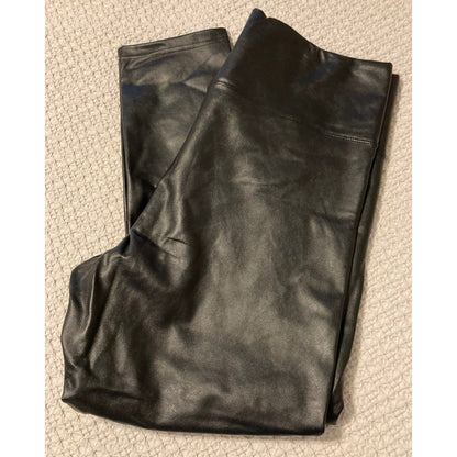 Fourteenth Place Size 2X Women's Plus Faux Leather Ankle Pants Black Stretch NEW