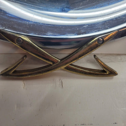 Stainless Steel Round Platter Tray Serving Dish Vintage MID CENTURY MODERN